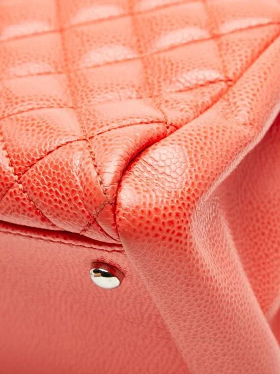 Chanel Quilted Chain Shoulder Bag Orange Caviar Leather - Picture 6 of 10